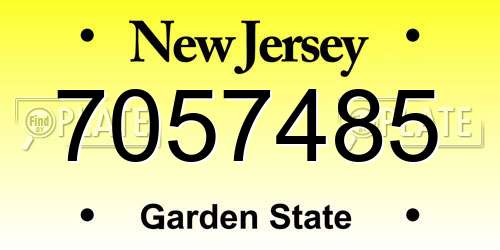 7057485 New Jersey License Plate