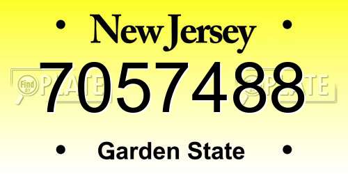 7057488 New Jersey License Plate