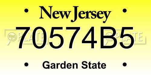 70574B5 New Jersey License Plate