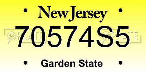 70574S5 New Jersey License Plate