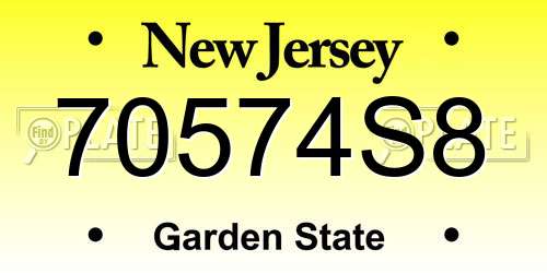 70574S8 New Jersey License Plate