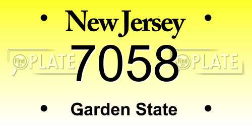 7058 New Jersey License Plate