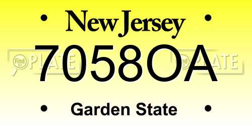 7058OA New Jersey License Plate