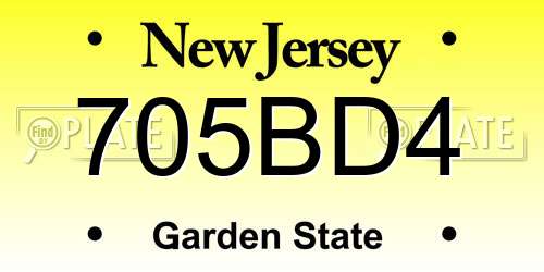 705BD4 New Jersey License Plate