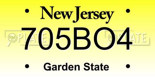 705BO4 New Jersey License Plate