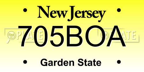 705BOA New Jersey License Plate