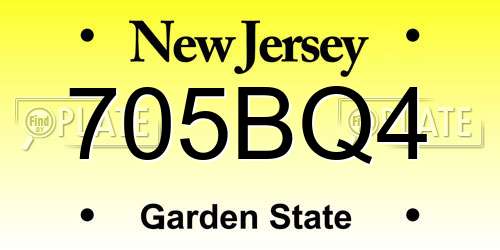 705BQ4 New Jersey License Plate