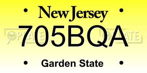705BQA New Jersey License Plate