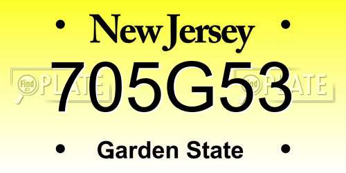 705G53 New Jersey License Plate