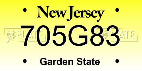 705G83 New Jersey License Plate