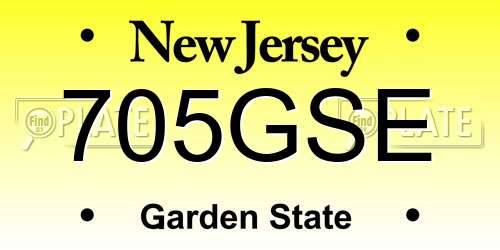 705GSE New Jersey License Plate