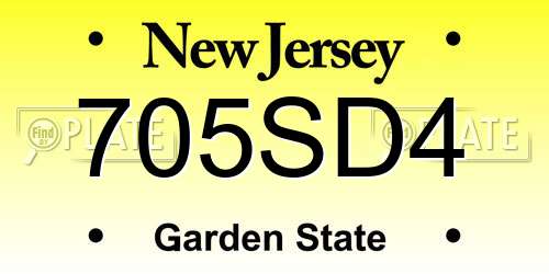705SD4 New Jersey License Plate