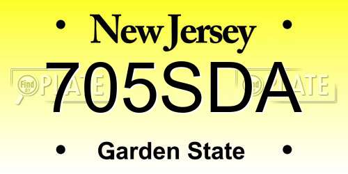 705SDA New Jersey License Plate