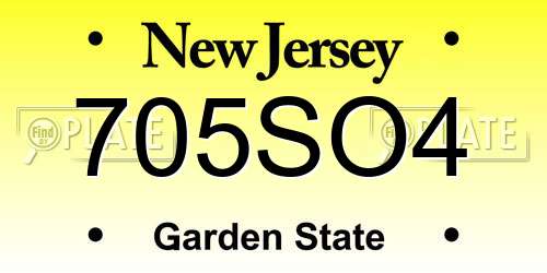 705SO4 New Jersey License Plate