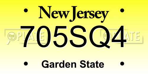 705SQ4 New Jersey License Plate