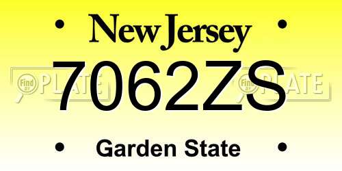 7062ZS New Jersey License Plate