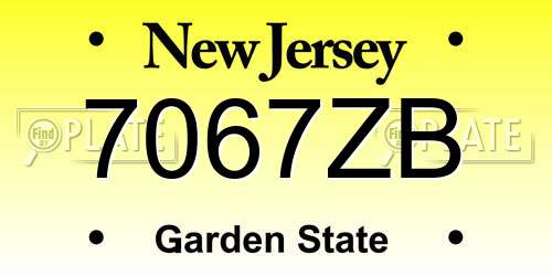 7067ZB New Jersey License Plate