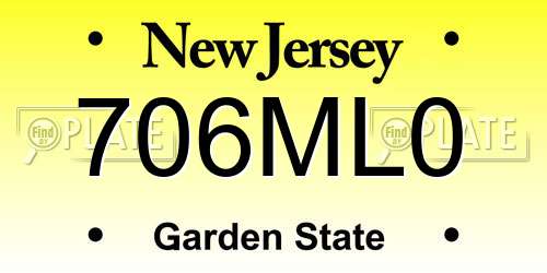 706ML0 New Jersey License Plate