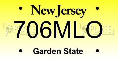 706MLO New Jersey License Plate