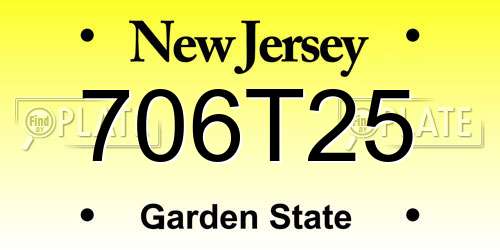 706T25 New Jersey License Plate