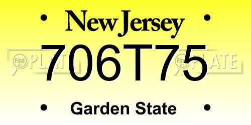706T75 New Jersey License Plate