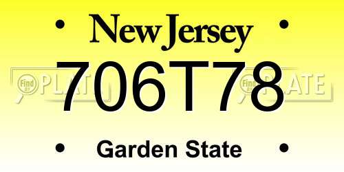 706T78 New Jersey License Plate