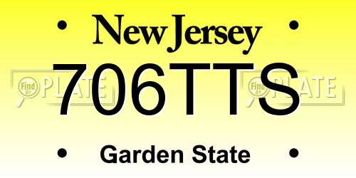 706TTS New Jersey License Plate
