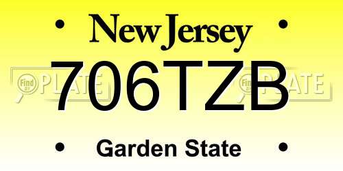 706TZB New Jersey License Plate
