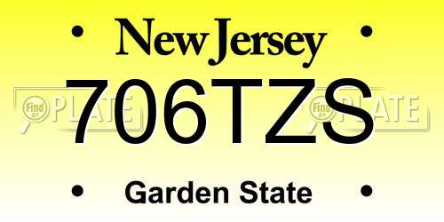 706TZS New Jersey License Plate