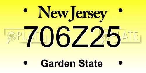 706Z25 New Jersey License Plate