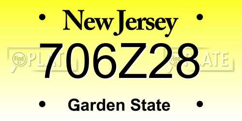 706Z28 New Jersey License Plate