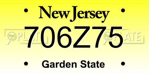 706Z75 New Jersey License Plate