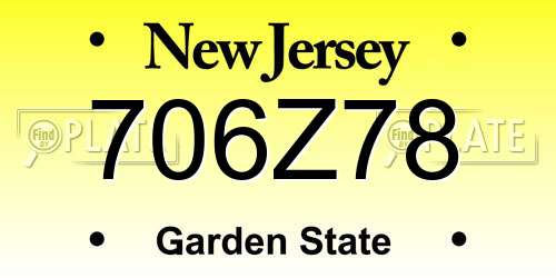 706Z78 New Jersey License Plate
