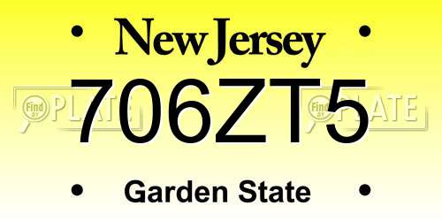 706ZT5 New Jersey License Plate