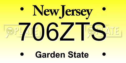 706ZTS New Jersey License Plate