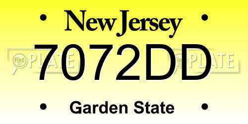 7072DD New Jersey License Plate