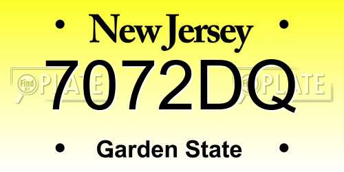 7072DQ New Jersey License Plate