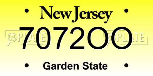 7072OO New Jersey License Plate