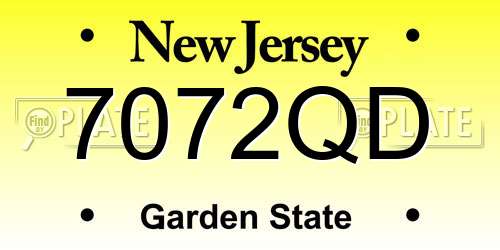 7072QD New Jersey License Plate