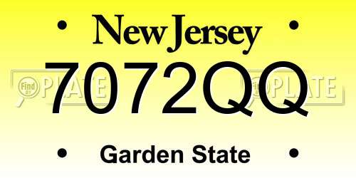 7072QQ New Jersey License Plate