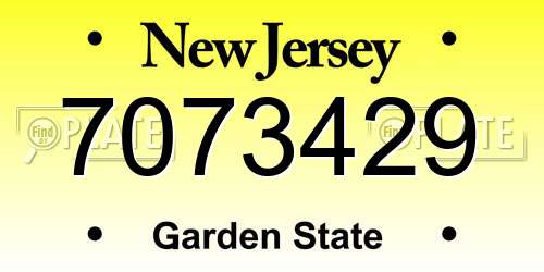 7073429 New Jersey License Plate