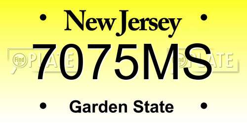 7075MS New Jersey License Plate