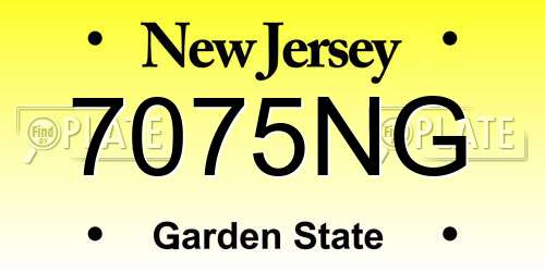 7075NG New Jersey License Plate