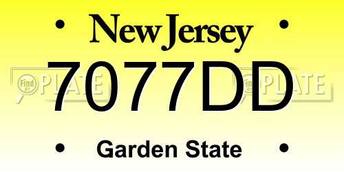7077DD New Jersey License Plate