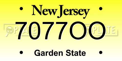 7077OO New Jersey License Plate