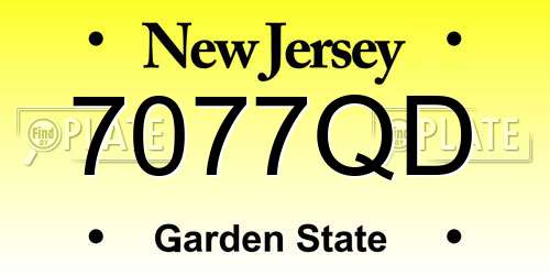 7077QD New Jersey License Plate