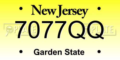 7077QQ New Jersey License Plate
