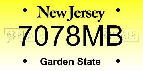 7078MB New Jersey License Plate