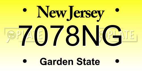 7078NG New Jersey License Plate