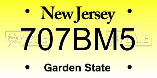 707BM5 New Jersey License Plate